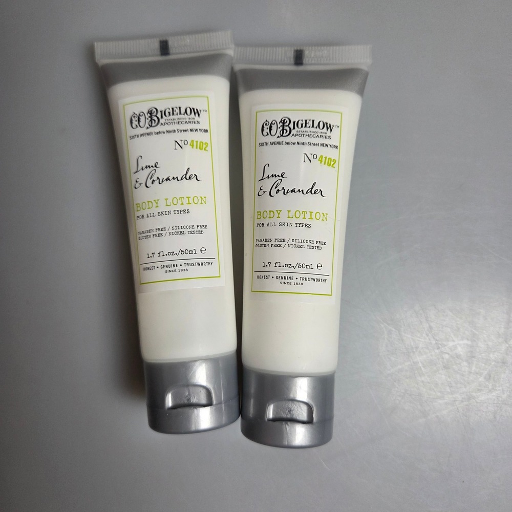 C.O. Bigelow Lime & Coriander Body Lotion No 4102 Travel Size 1.7oz 50ml Each x2